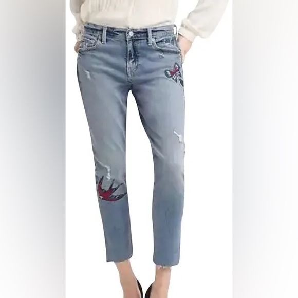 Gap 1969 Best Girlfriend Jeans with bird and butterfly embroidery - Picture 1 of 6